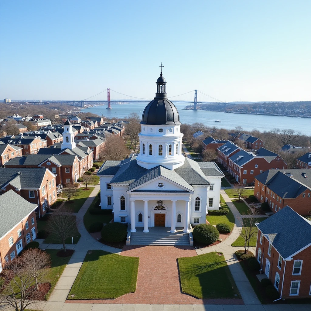 photorealistic emoji of Annapolis, panoramic cityscape with Maryland State House, Naval Academy Chapel, Ego Alley, St. Anne's Church, Kunta Kinte-Alex Haley Memorial, Chesapeake Bay Bridge in the distance, realistic detail, accurate colors, bright daylight, no sky, no clouds, transparent background emoji