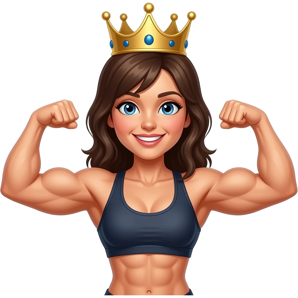cute female bodybuilder with a crown emoji