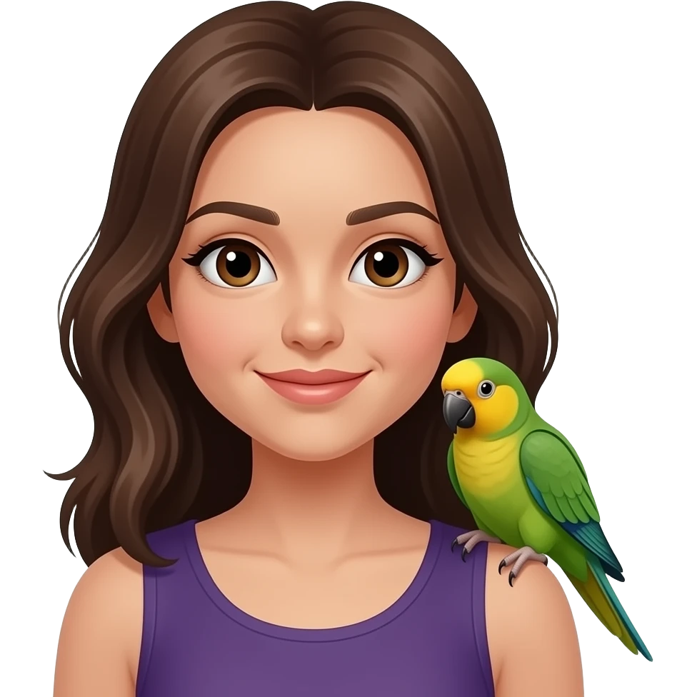 Jenday conure parrot on a brunettes shoulder emoji