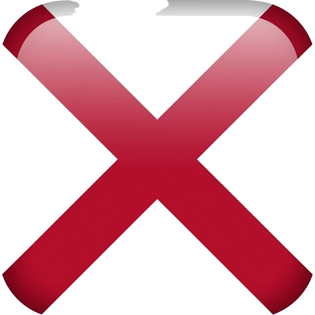 Imperio español bandera emoji, × roja  de solo 4 esquinas en fondo blanco emoji