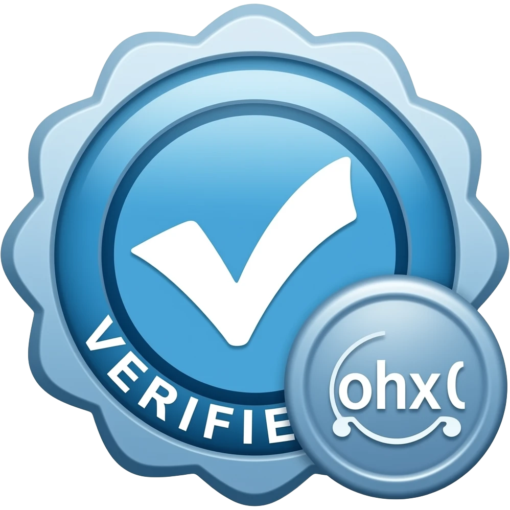 O emojis.com azul com o selo verificado dentro emoji