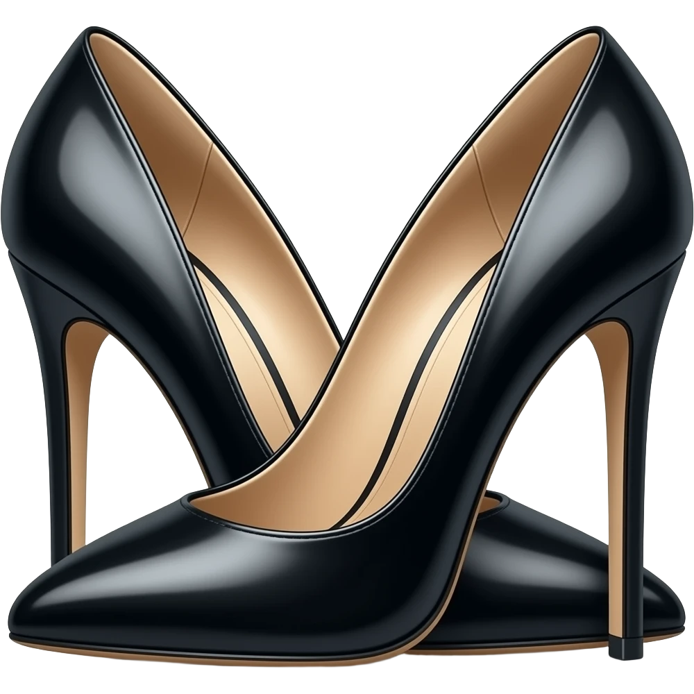 A black high heel emoji with old money elegance, sleek shape, polished finish, luxury fashion aesthetic emoji