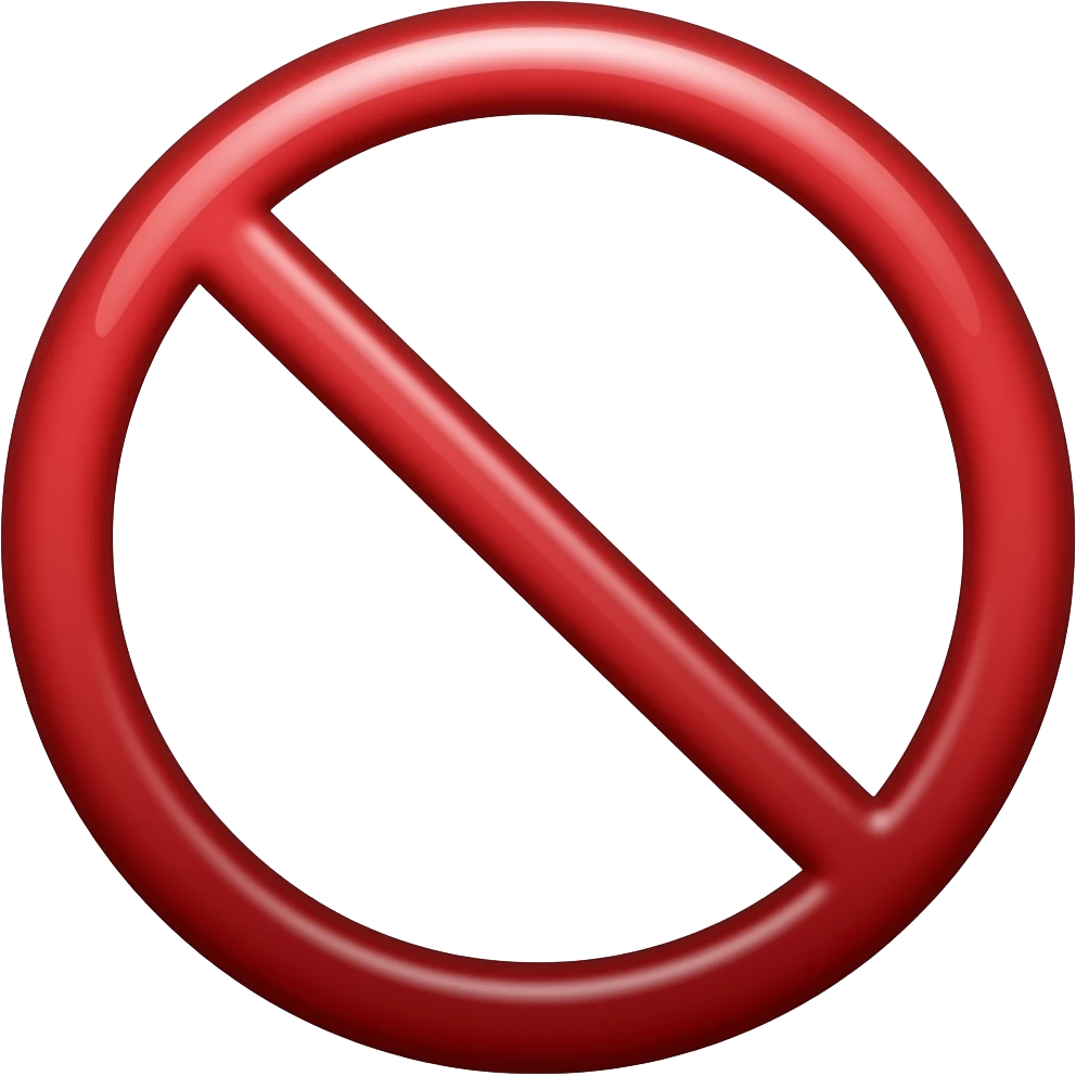 redonda roja con linea en en el centro en diagonal, cancelado, prohibido emoji