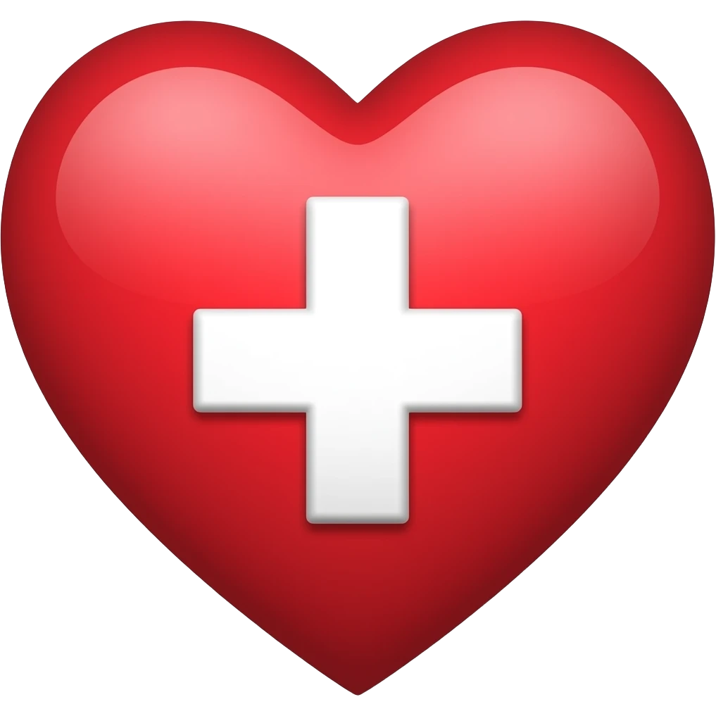 a simple red heart with a plain white cross centered in it emoji