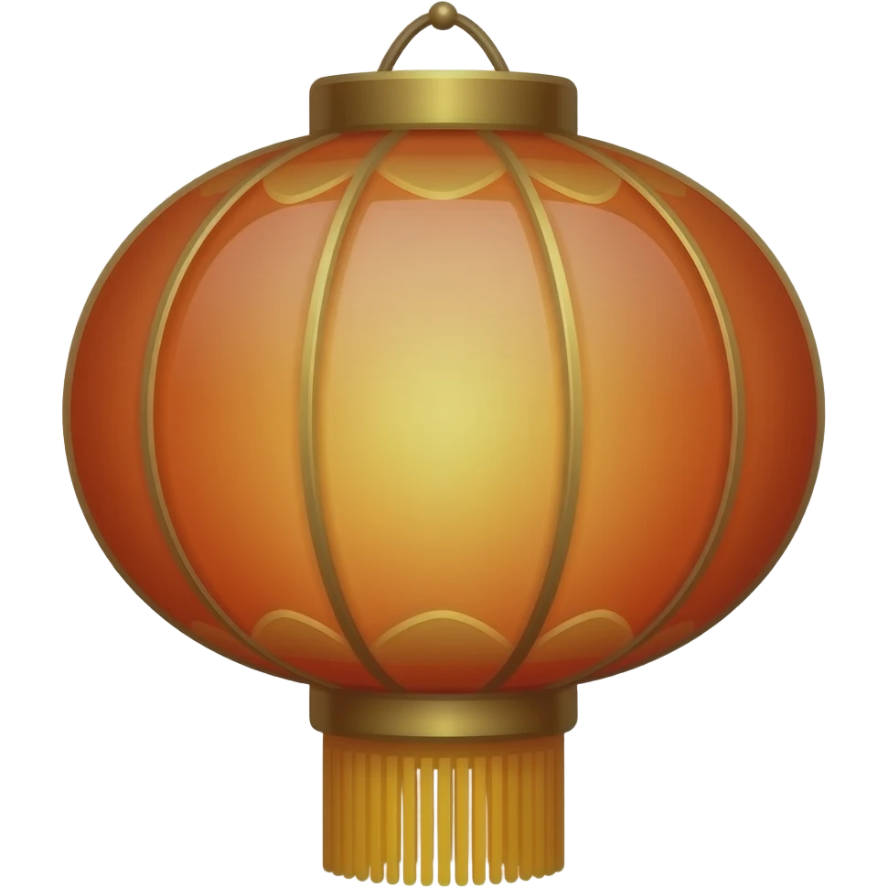 Golden, Orange, bronze, reddish Chinese lantern emoji