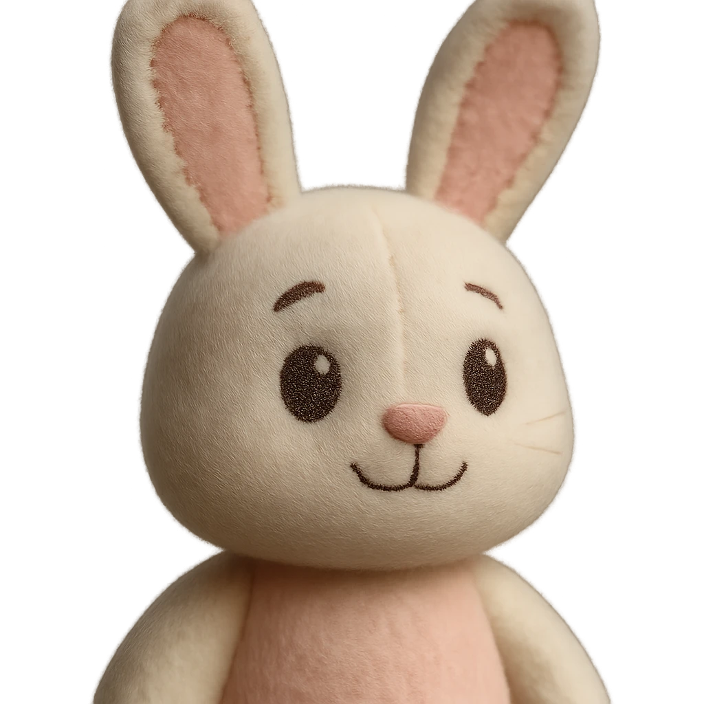 a cheerful bunny plush portrait, pastel colors emoji