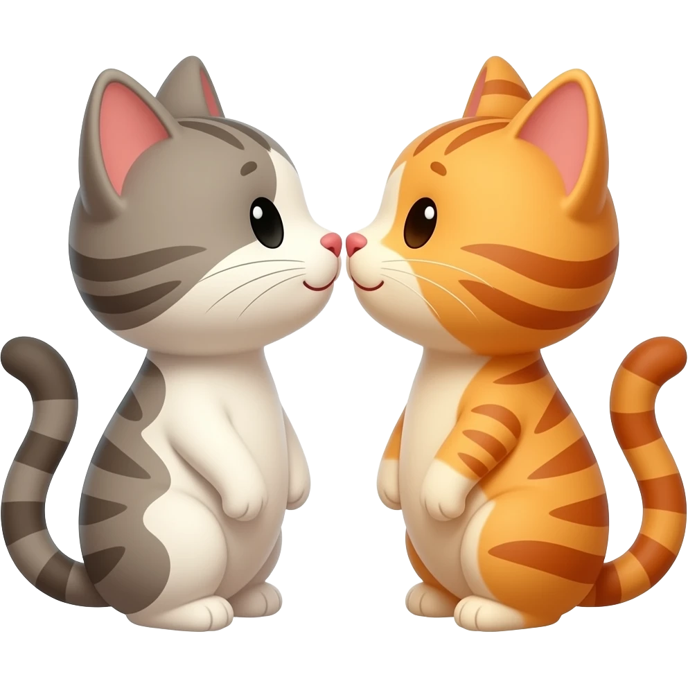 Two cat budding head lovingly standing up facing each other emoji