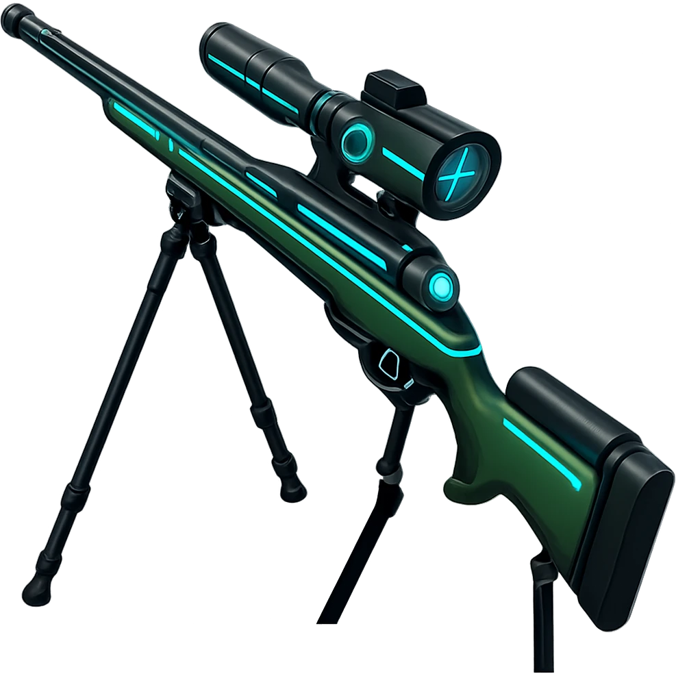 Make the toy sniper rifle much longer and more high tech, in the style of Apple emojis, with no background. Keep the apple emoji style look and feel. emoji
