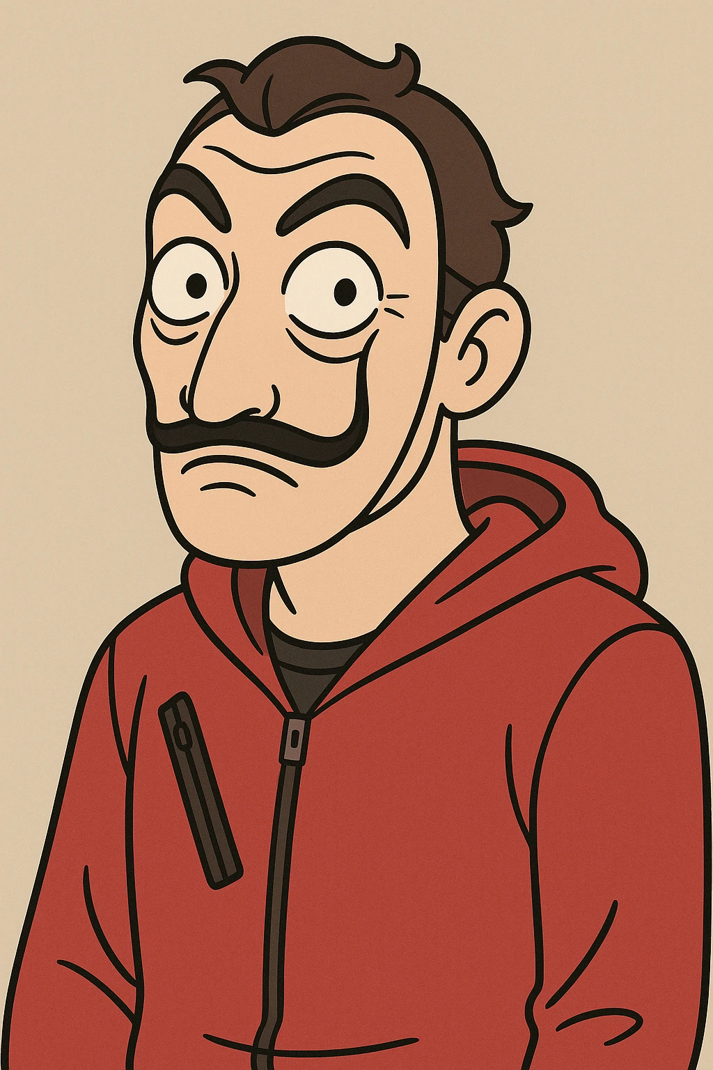 a man with a La Casa de Papel mask, cartoon style emoji