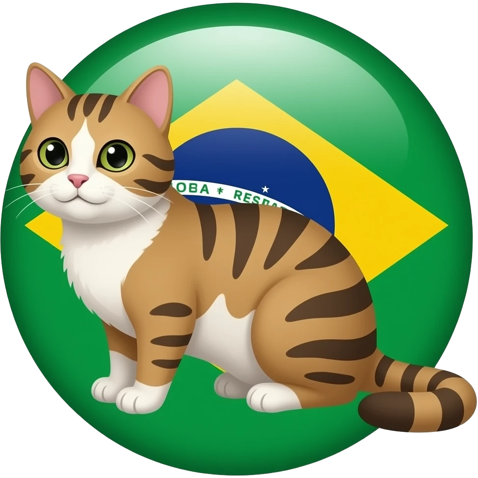 Um gato com o símbolo do Brasil emoji