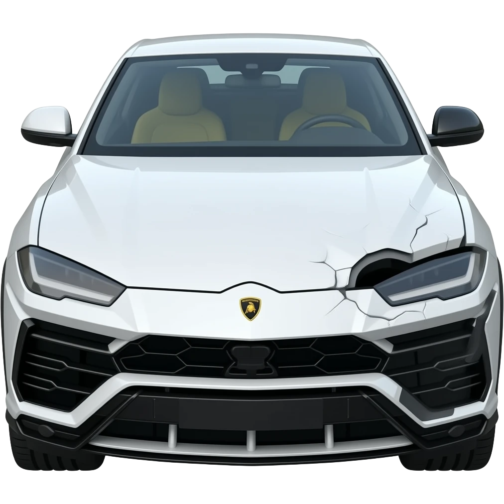 A crashed white Lamborghini urus emoji