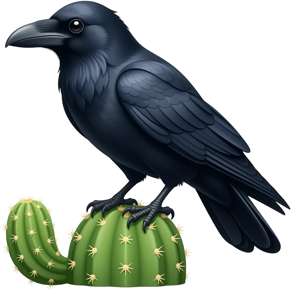 Raven on cactus emoji