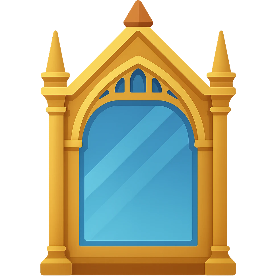 beautiful atmospheric mirror in Harry Potter style, with shadows and highlights, colorful icon emoji