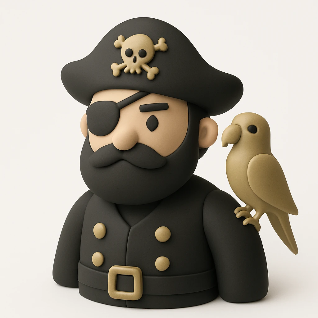 pirate with eye patch and parrot emoji