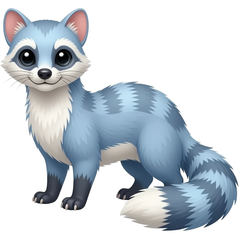Blue civet-Feli-mustelid-creature-hybrid, full body emoji
