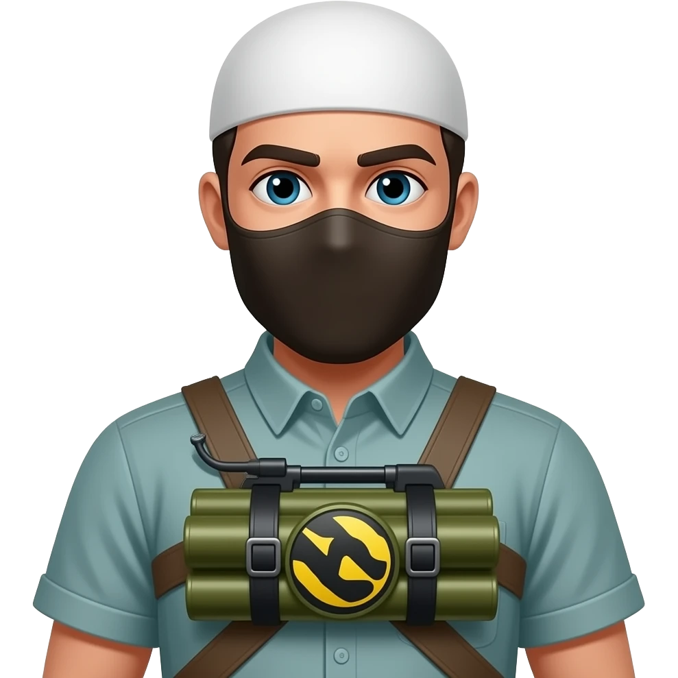 A Muslim terrorist with an improvised explosive device strapped to chest emoji