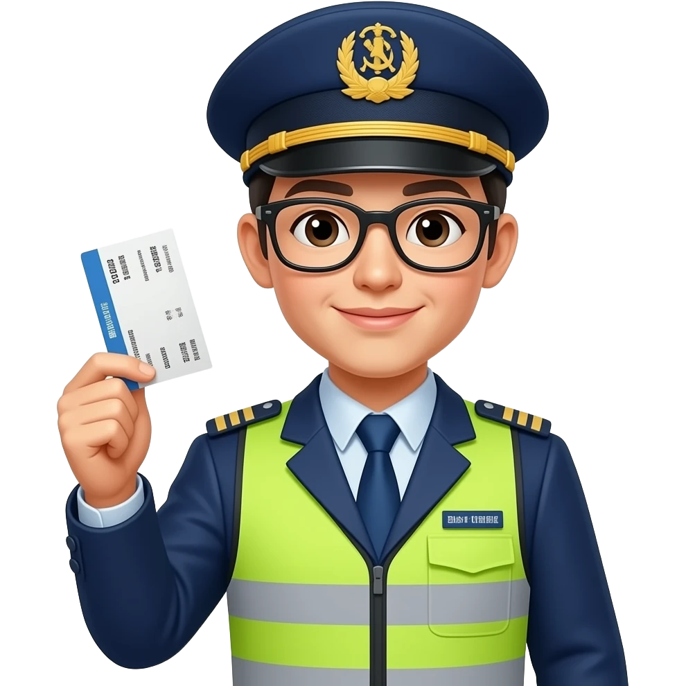 chinese woman train inspector holding ticket emoji
