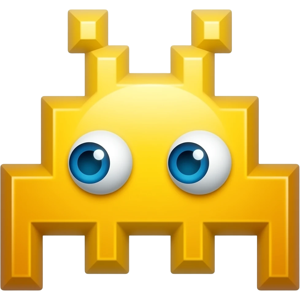 space invader pixel like yellow emoji