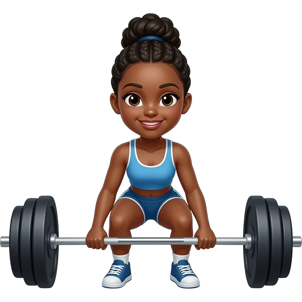 Black woman hair up  deadlifting emoji emoji