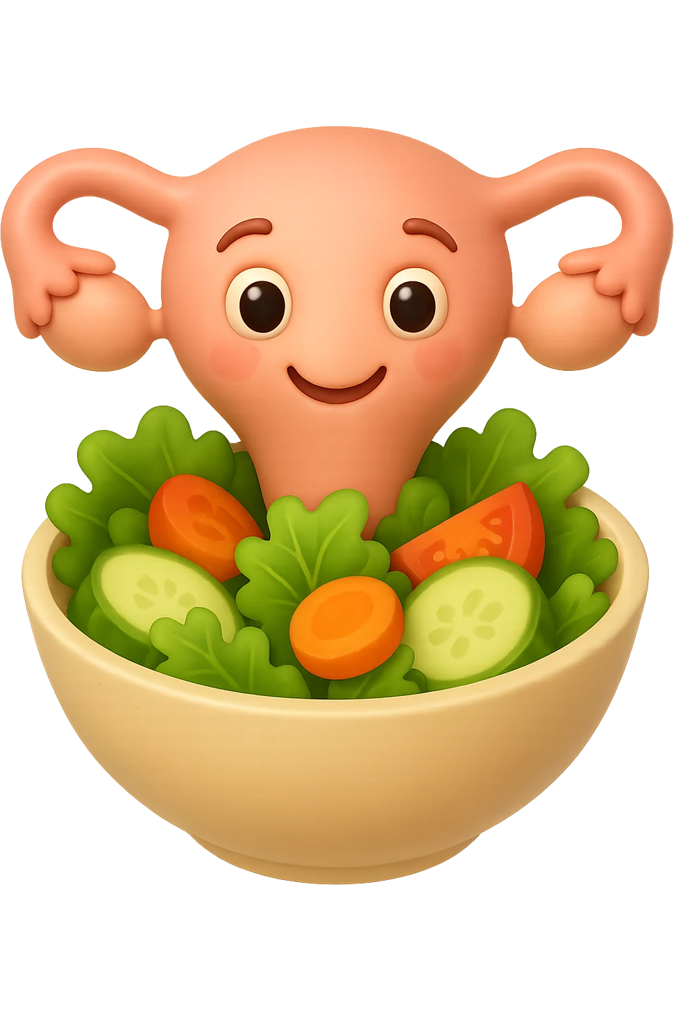 EMOJI STILE IPHONE 3D DI un utero che esce da una bowl di insalata emoji