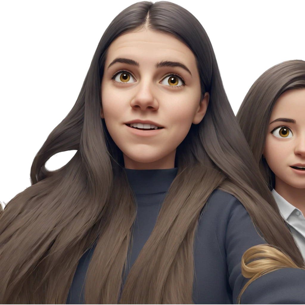 long haired girl gazing emoji