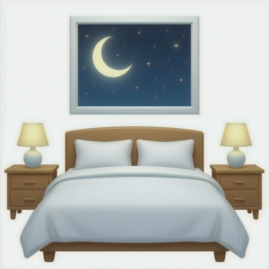white bed cover and nightstands headboard emoji