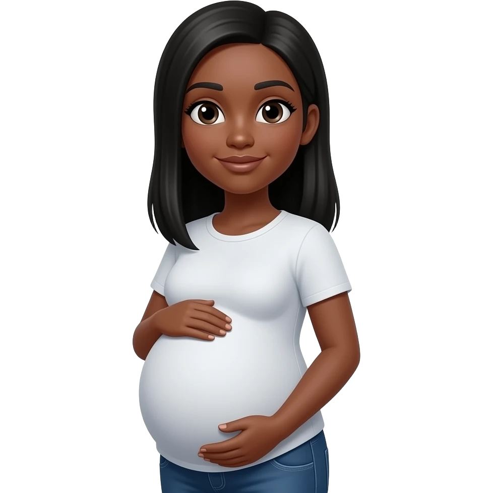 Black mom pregnant with the straight hair emoji
