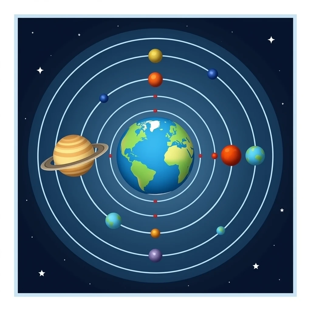 Geocentric solar system with earth at center emoji