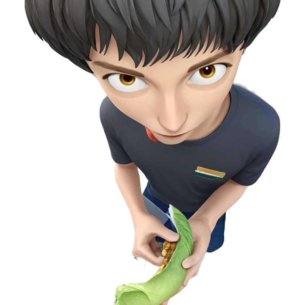 boy holding food outdoors emoji