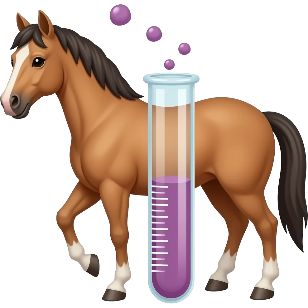 Test tube with legs on a horse emoji
