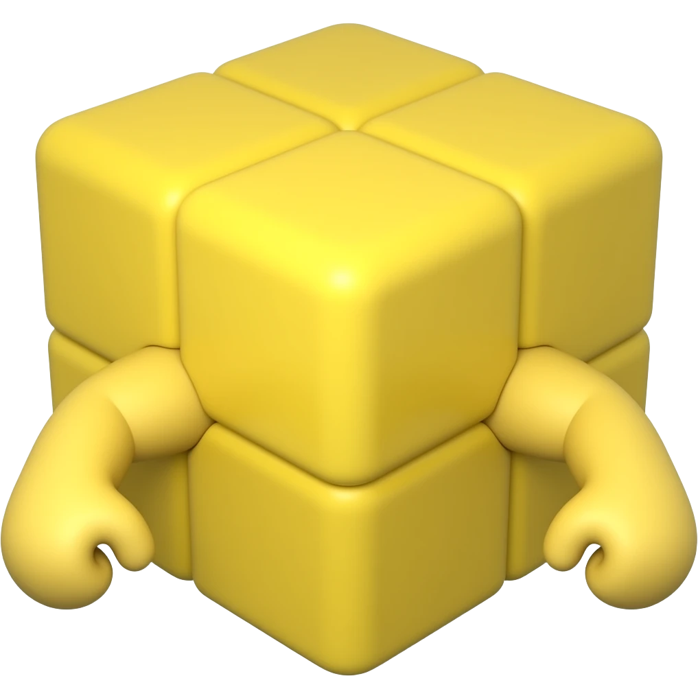 A yellow cube with no arms emoji