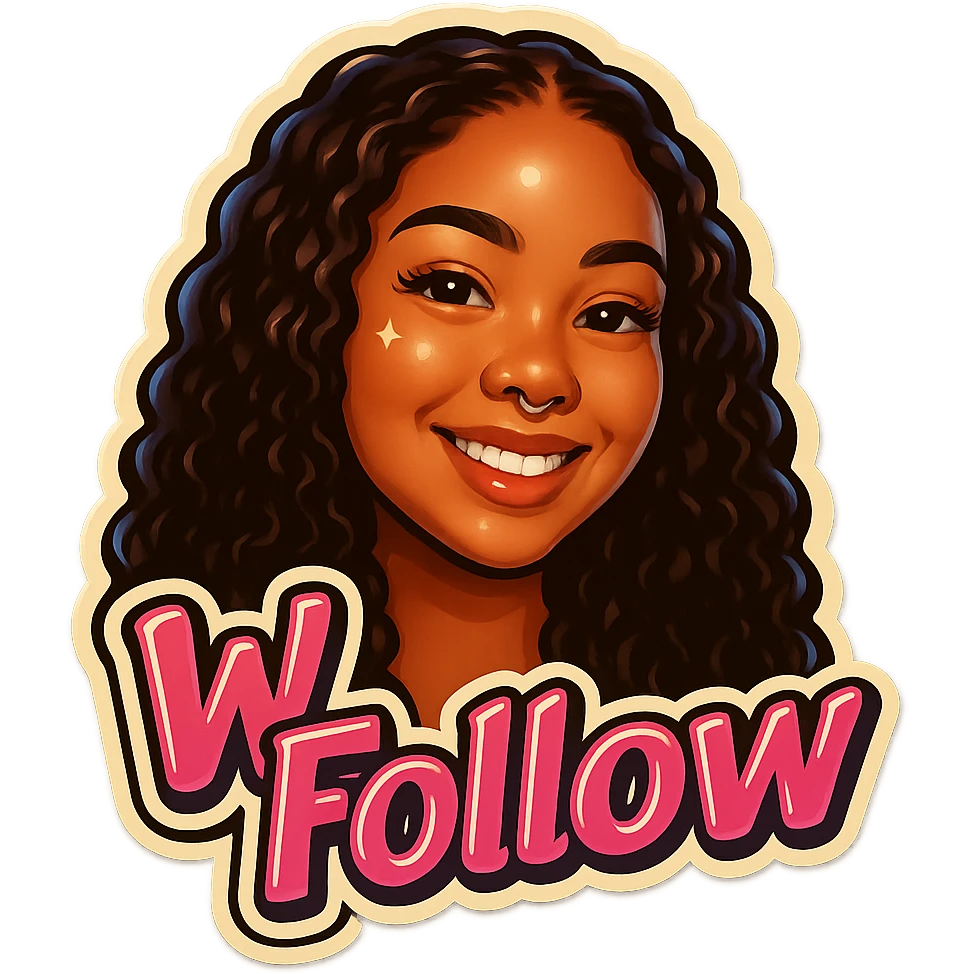Smiling add the words W Follow in pink emoji