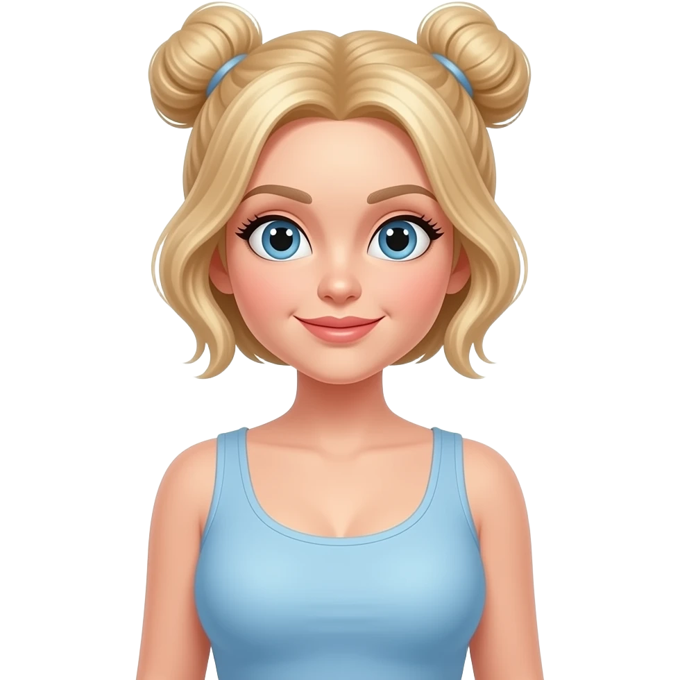 fullbody busty blonde woman with two hair buns emoji
