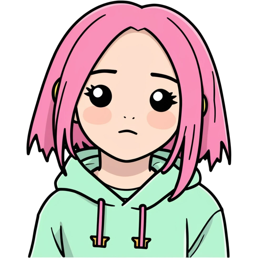 Billie Eilish with pink hair emoji