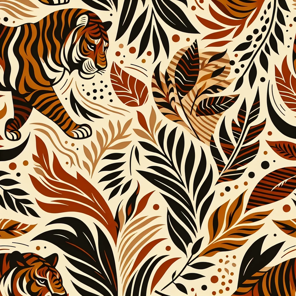 tiger print pattern in autumn colors, orange brown beige palette, abstract seamless texture, bold stylish background emoji