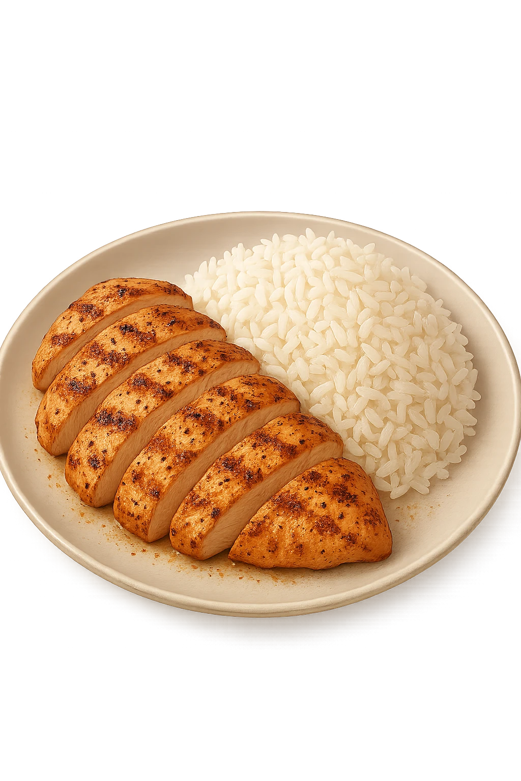 Riso con pollo cucinato su un piatto emoji