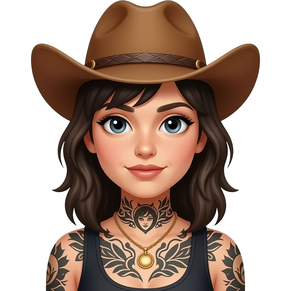 tatoo girl with cowboy hat emoji