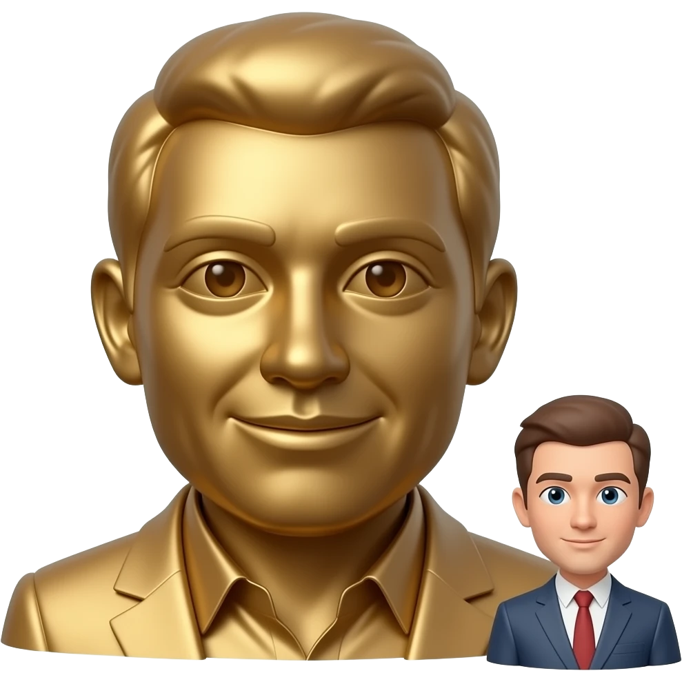 3D emoji giant bronze monument vs tiny human scale comparison emoji