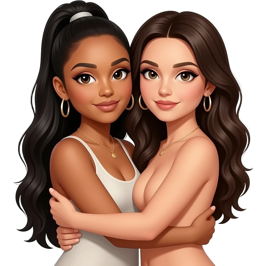 ariana grande hugging naomi scott both naked emoji