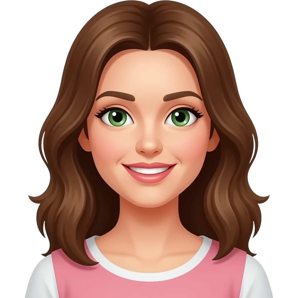 uma mulher dos olhos verdes e cabelo castanho mandando coração emoji
