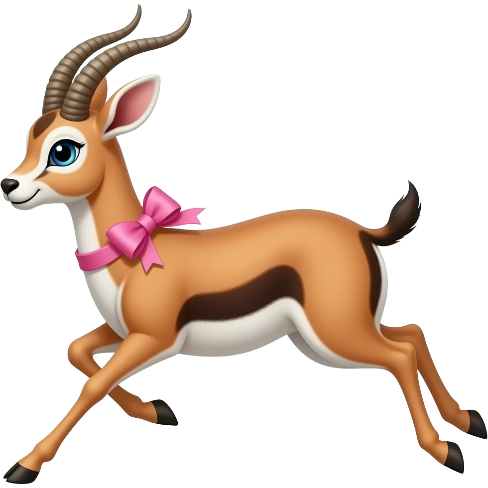 Blue eyed running gazelle with pink bow emoji