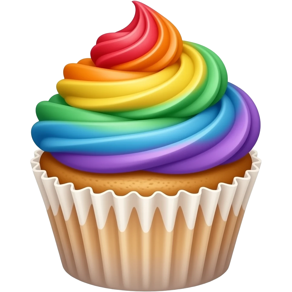 Cupcake feliz com cobertura de arco-íris emoji
