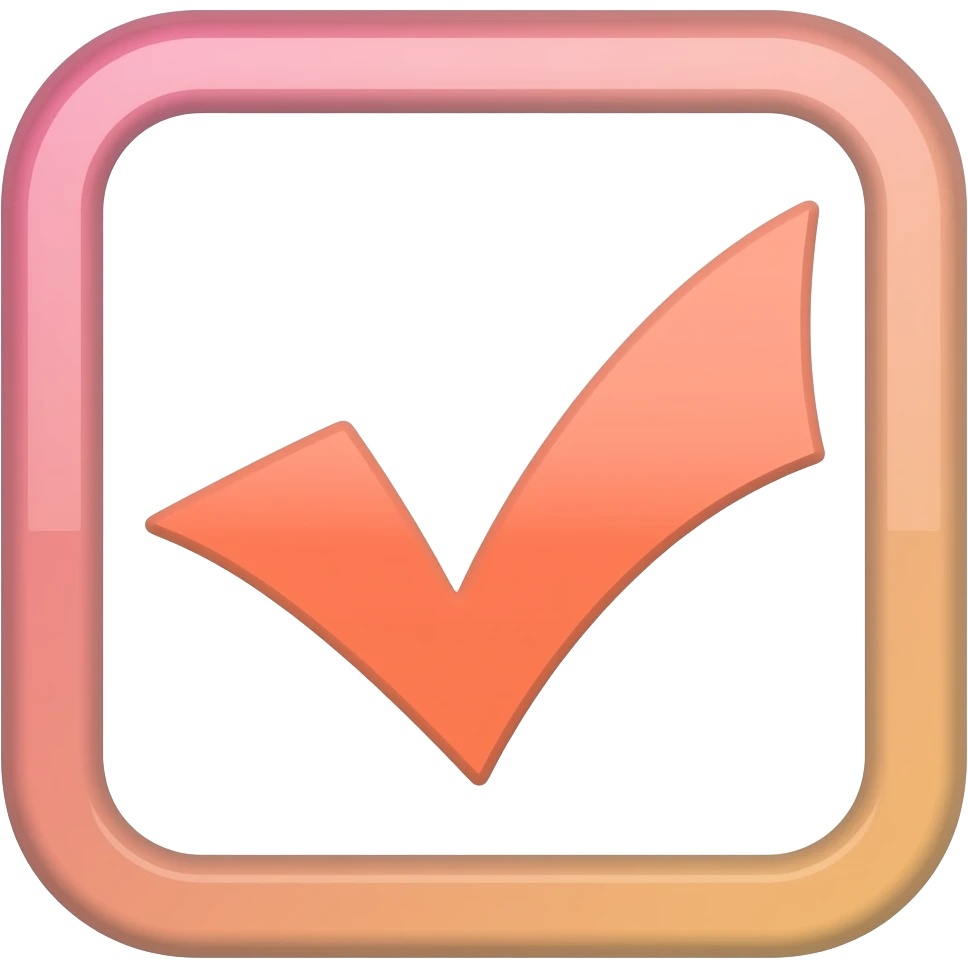 ✅ case coché couleur rose/orangé emoji