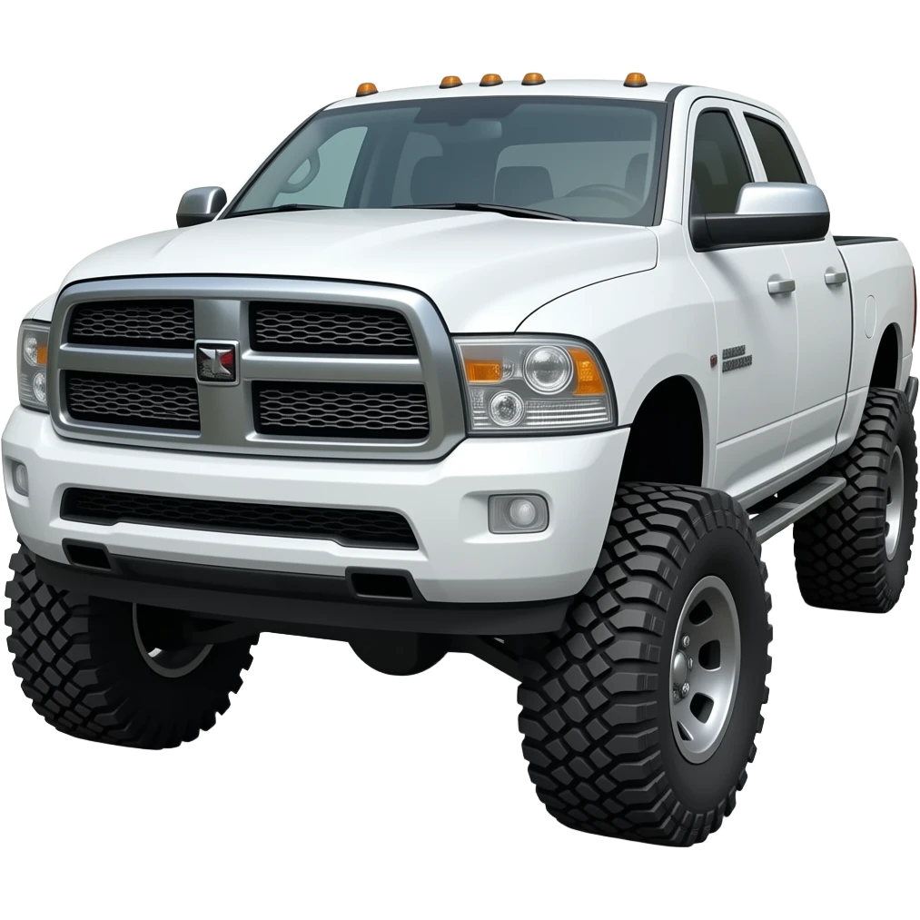White ram 2500 Cummins front corner off-road tires emoji