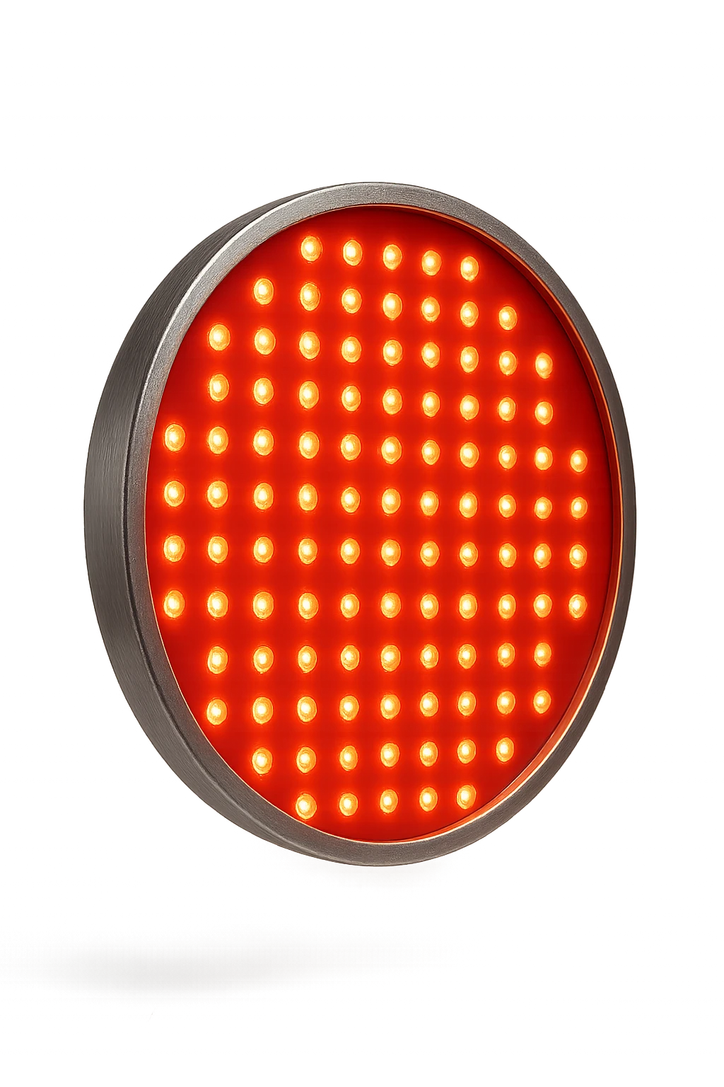 luce rossa led rotonda fluttua in aria, iperrealistica 4k emoji