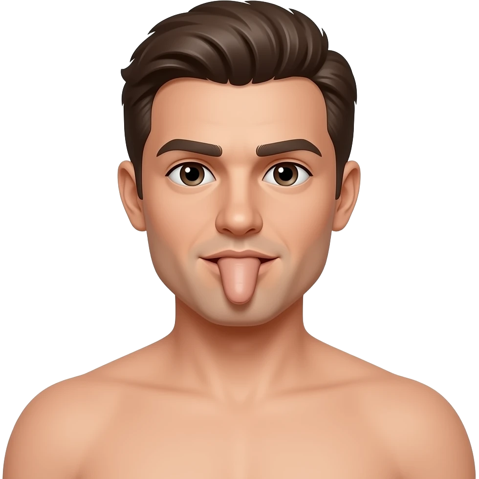 Naked man and hard cock emoji