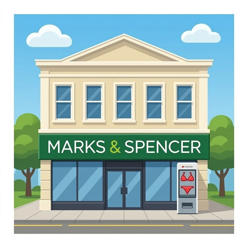 a dispenser a bikini infront of marks and spencer the shop emoji