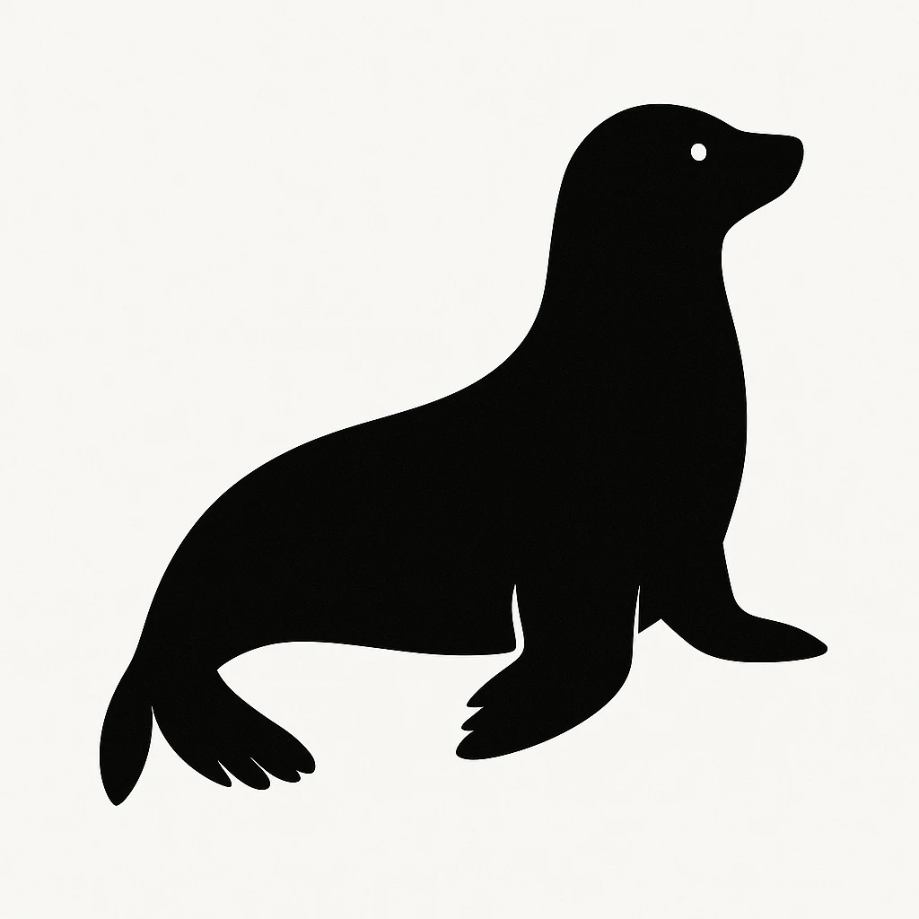 Seal black silhouette white background emoji