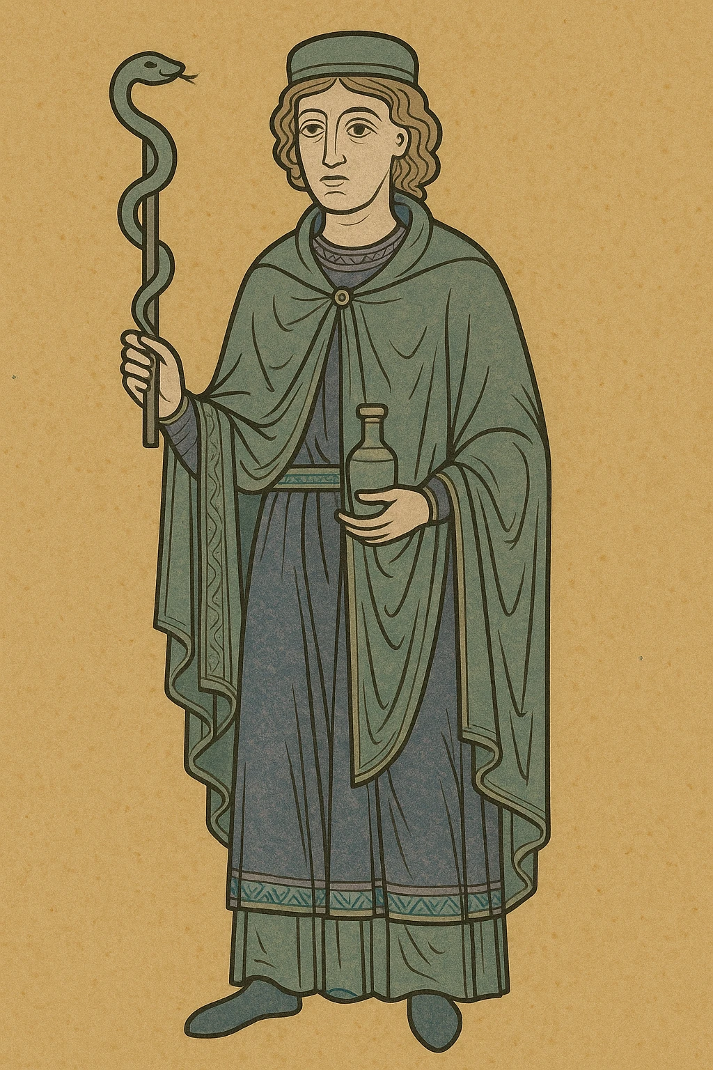 medieval physician in scholarly robes, historical medieval art style emoji