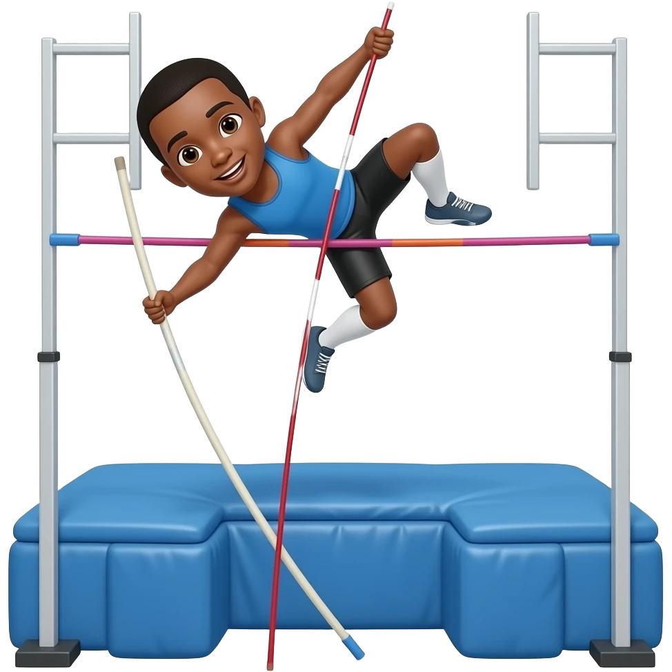 black man pole vaulting emoji